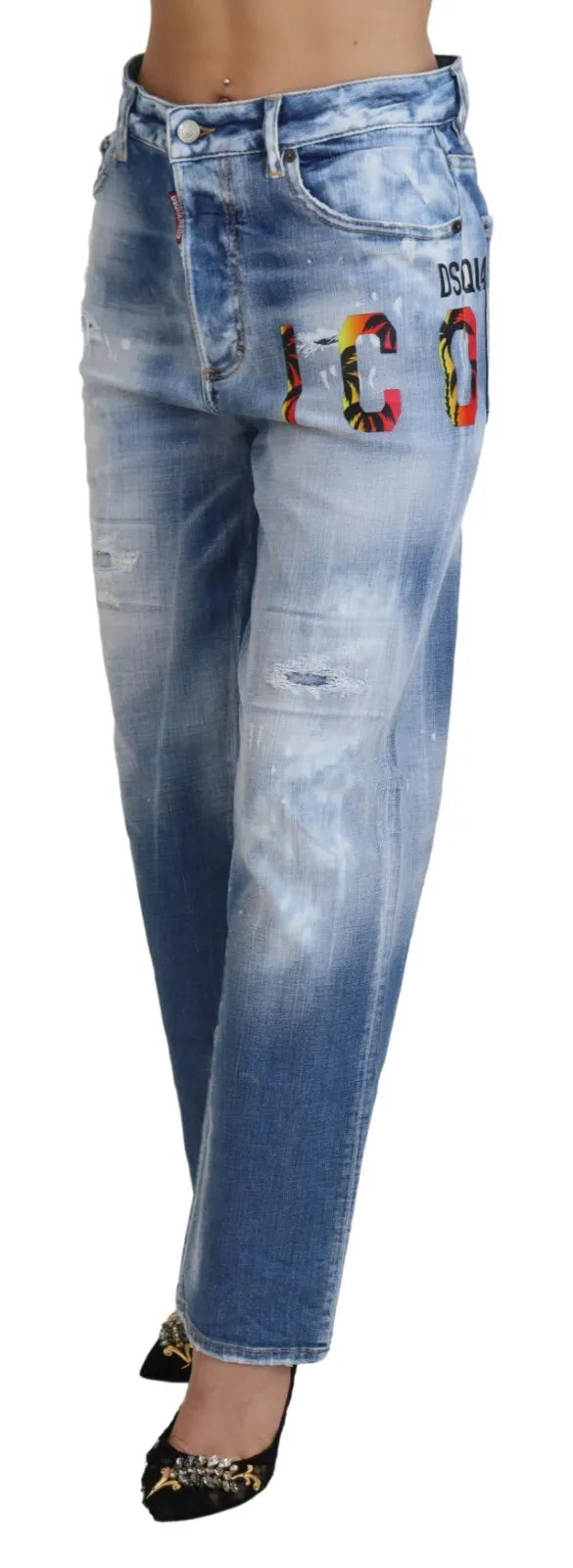 Dsquared² Blue Icon Yüksek Bel Düz Kot Pantolon Boston